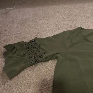 Olive green solid 3/4 sleeve dress